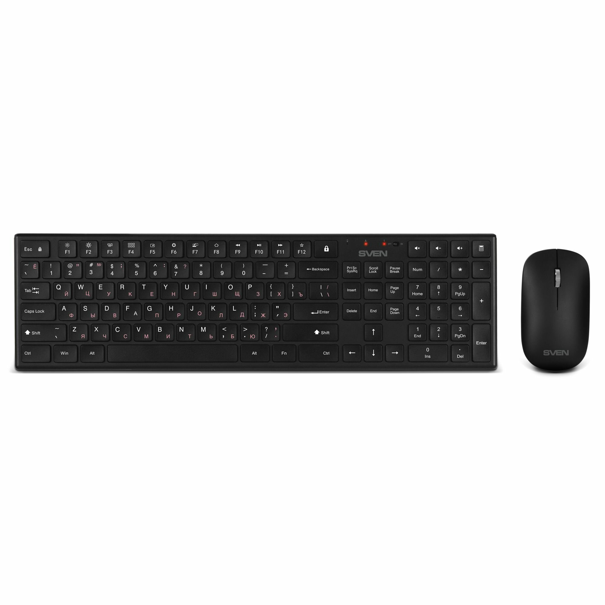 Беспроводной набор ножничная клавиатура+мышь SVEN KB-C2550W чёрный (109 кл12Fn 1000DPI 2+1 кл.) Sven SV-021672