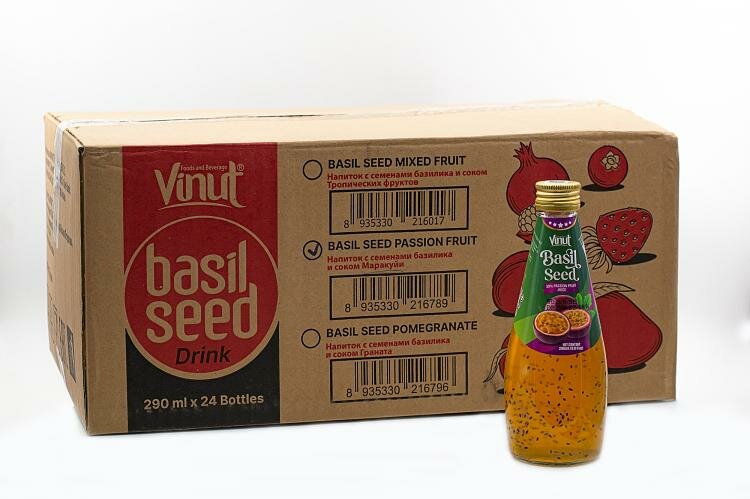 Напиток сокосодержащий Vinut с семенами базилика и соком маракуйи 290 мл Упаковка 24 шт