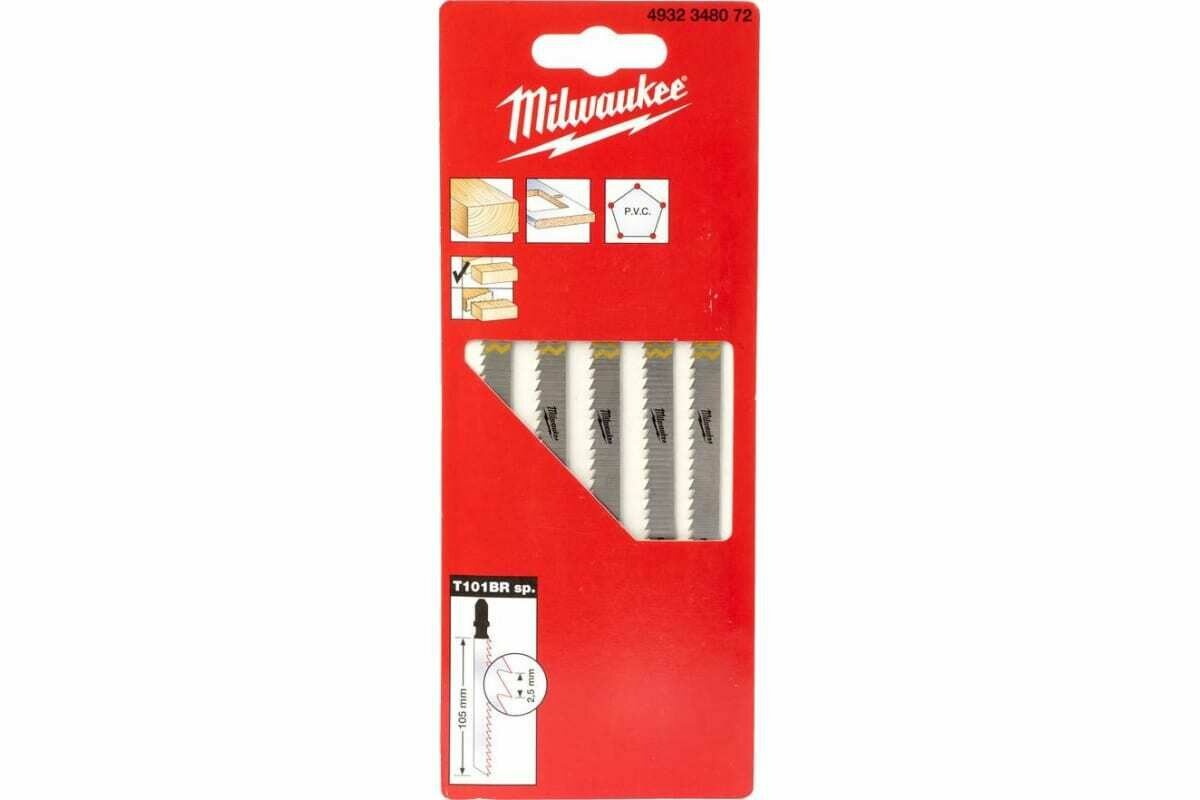 Пилка для лобзика по дереву Milwaukee T101BR 105мм 5шт (072) - фото №2