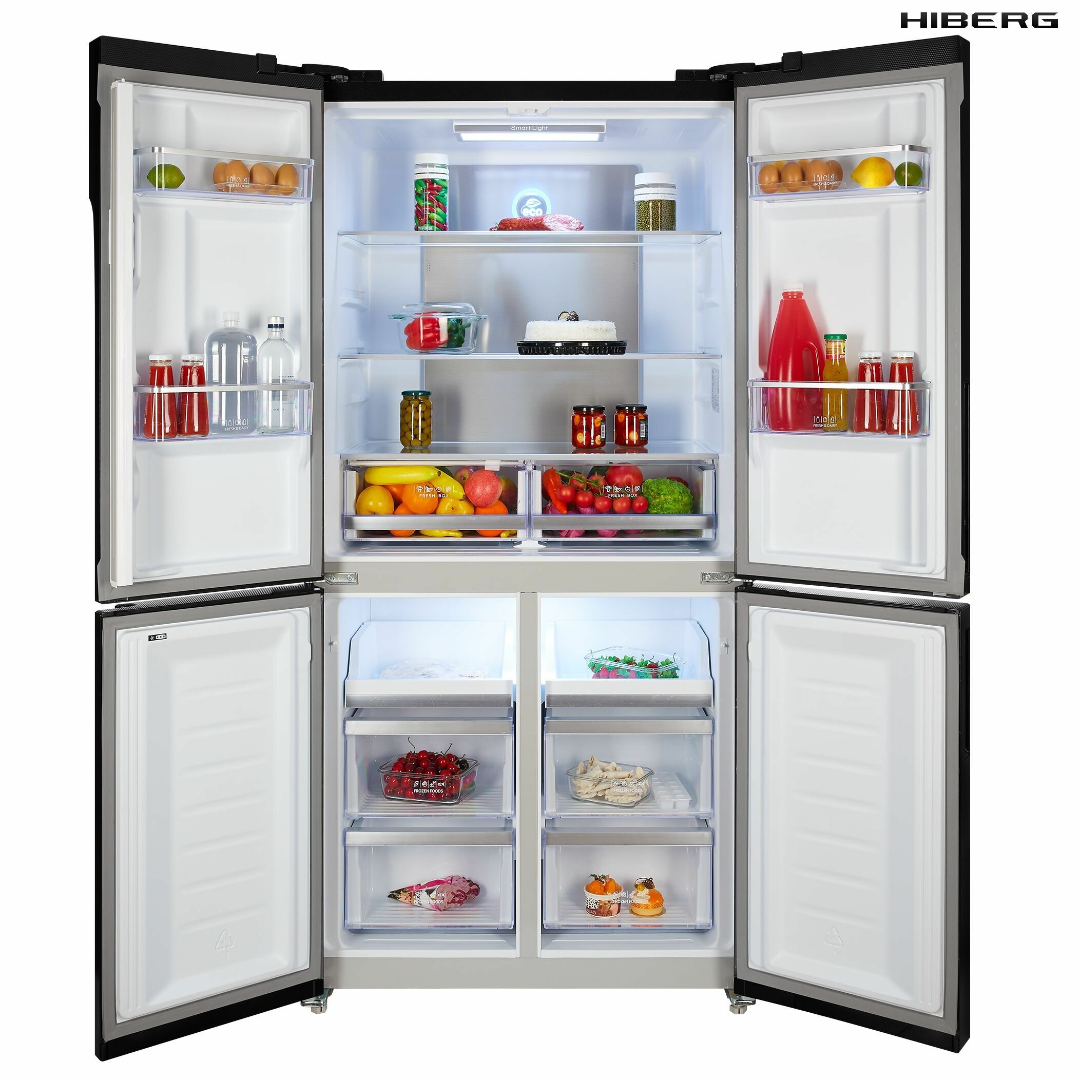 Холодильник 183х91,1 см Cross Door Heiberg RFQ-500DX NFXd Inverter Темная нержавеющая сталь - фотография № 5