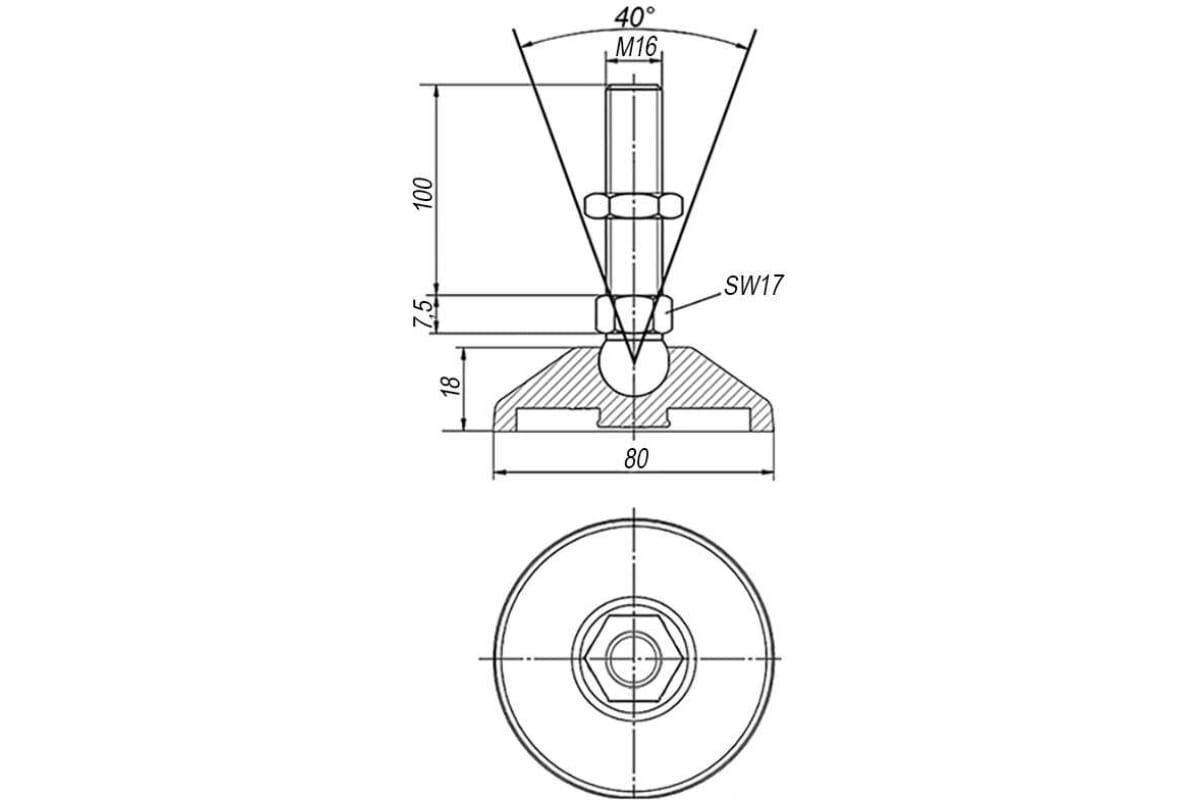 Алтервиа Регулируемая опора серая M16x100 до 900 кг A00021.2108016100