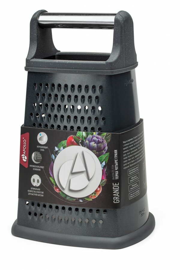 фото Терка нерж 4 гран метал.ручка 22,2Х14,3X11,7 GRANDE покрытие NON-STICK (12) APOLLO