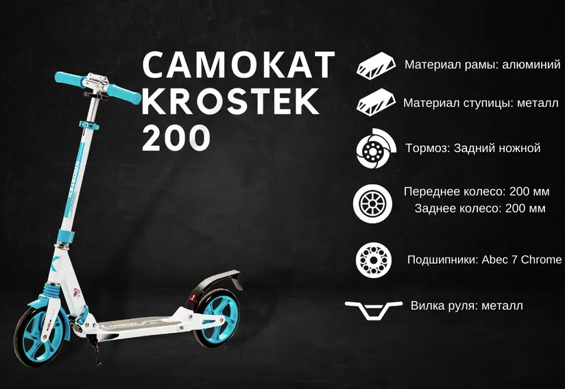 Самокат KROSTEK 200 (голубой)