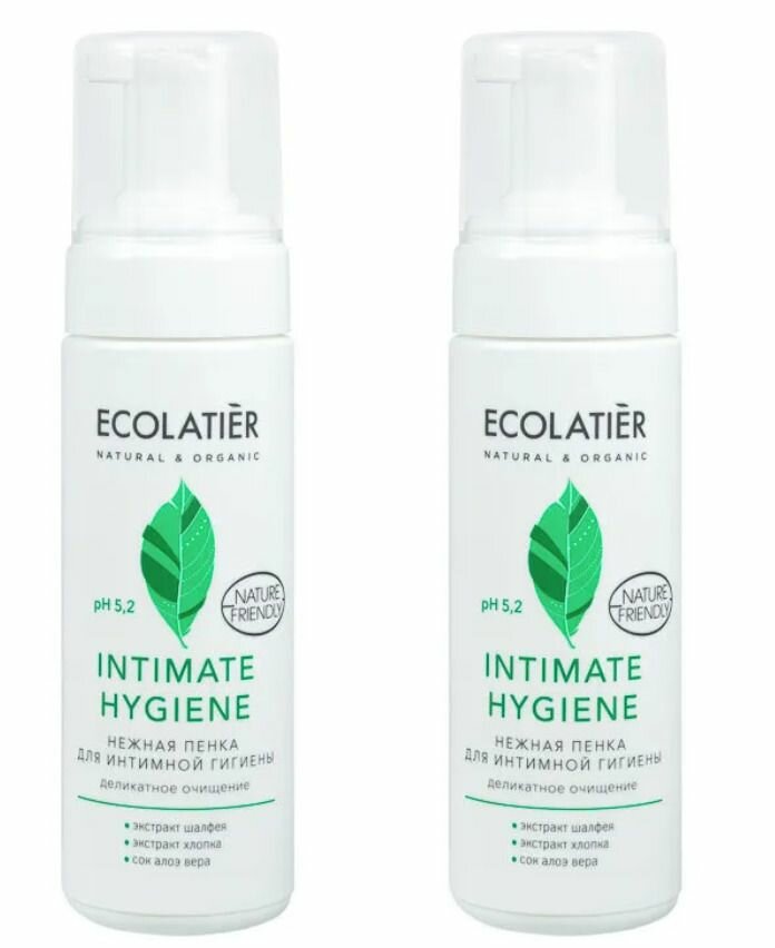 Ecolatier Пенка для интимной гигиены с экстрактом Шалфея и Хлопка, 150 мл, 2 уп.