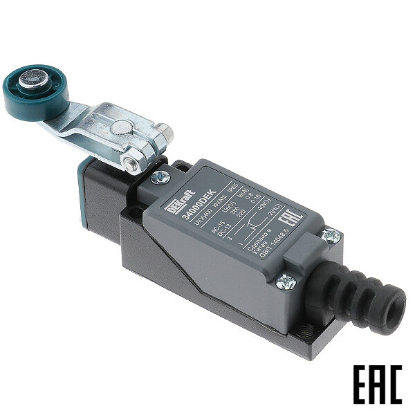 фото Концевой выключатель КВ-303-104 34000DEK 380В 5А + IP65 рычаг с роликом DEKraft