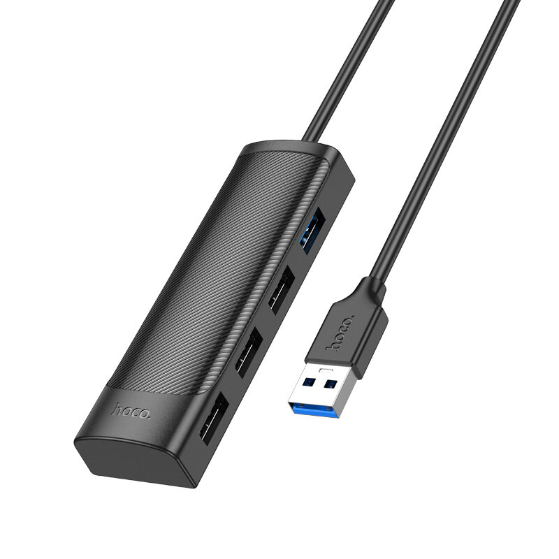 USB Хаб (HB41) с 1 USB на 1 USB 3.0 + 3 USB 2.0 HOCO L=1.2M черный