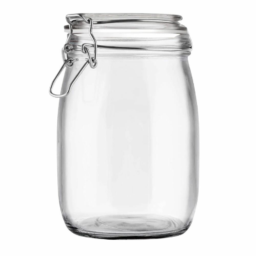 фото Банка стеклянная со стеклянной крышкой для сыпучих продуктов "Appetite" 1,0л