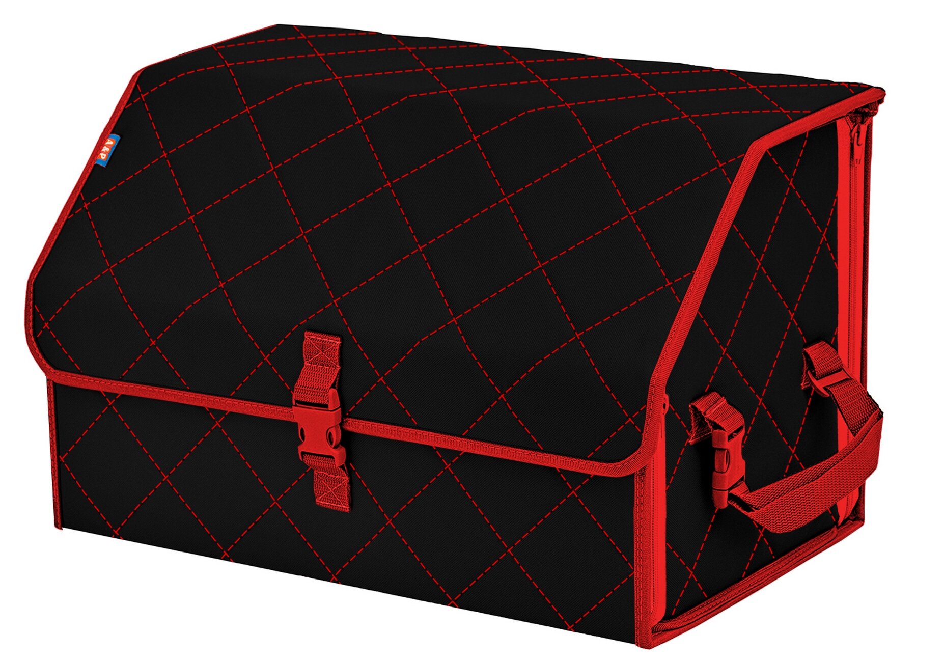 Органайзер-саквояж в багажник "Союз" (размер L). Цвет: черный с красной прострочкой Ромб.