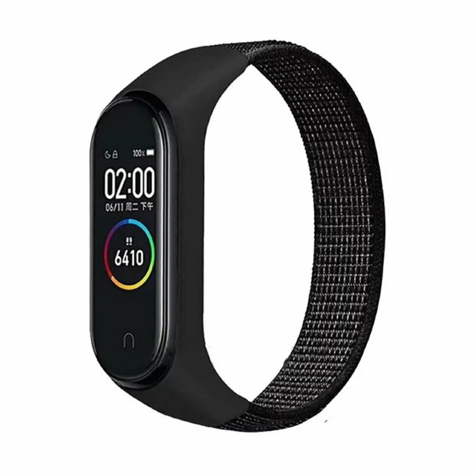 фото Нейлоновый ремешок для Xiaomi Mi Band 7 (черно-коричневый)