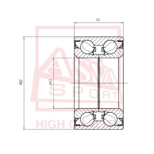 Подшипник ступицы колеса, ASVA DAC43820045 (1 шт.)