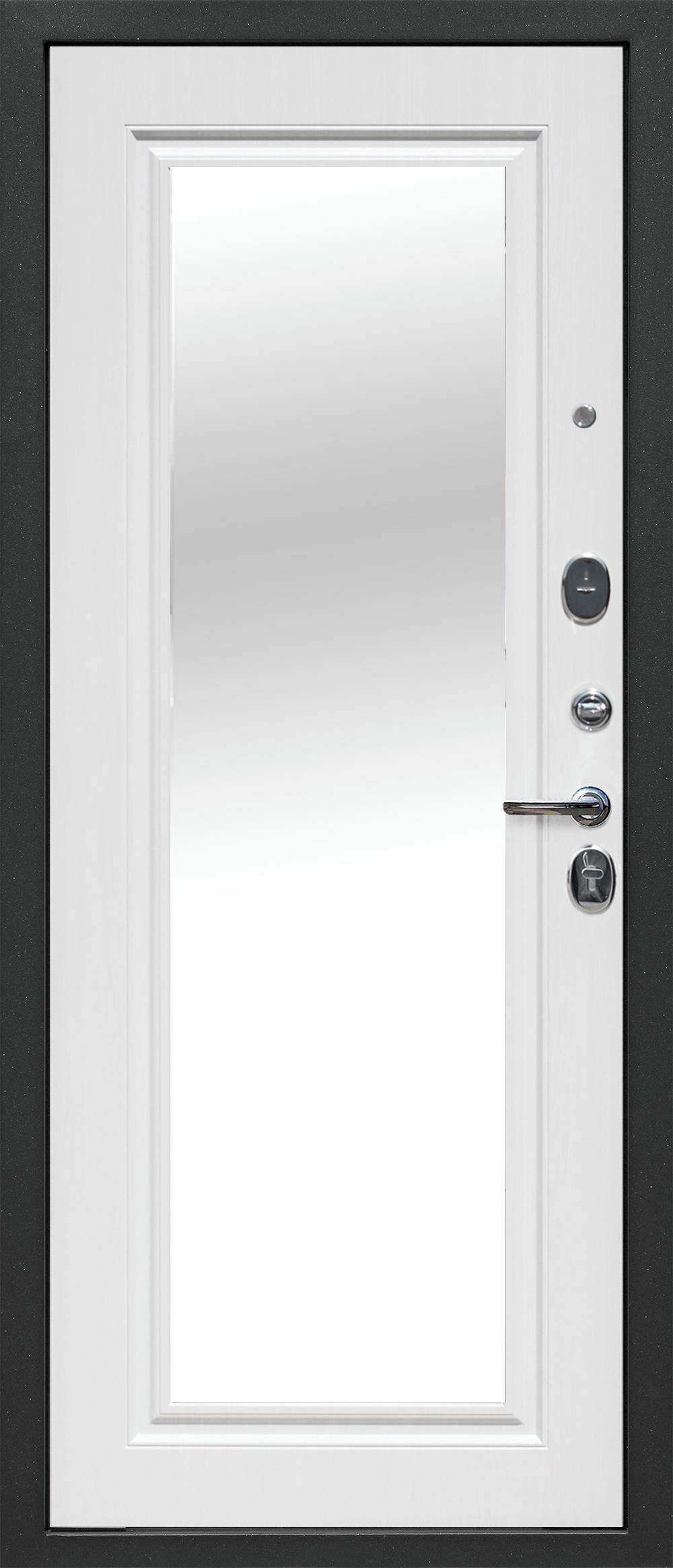 Входная дверь Ferroni 7,5 см Гарда Серебро Зеркало Белый Ясень (860мм) правая - фотография № 3