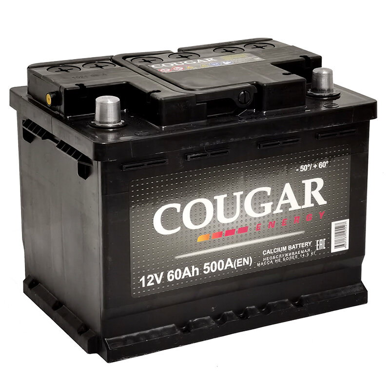 Аккумулятор автомобильный COUGAR Energy 60 А/ч п. п.242*175*190 500А