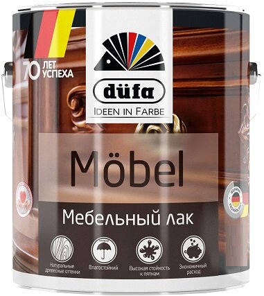 Лак Мебельный 2-в-1 Dufa Mebel 0.9л Глянцевый для Внутренних Работ / Дюфа Мебель.