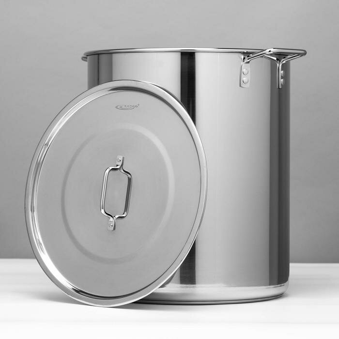 фото Котёл Катунь, 50 л, d=40 см, h=45,5 см, металлическая крышка, с теплораспределительным слоем, индукция