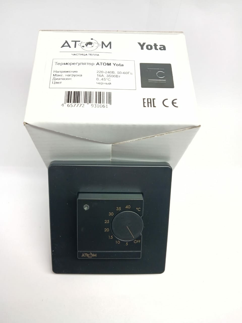Терморегулятор ATOM YOTA механический Черный