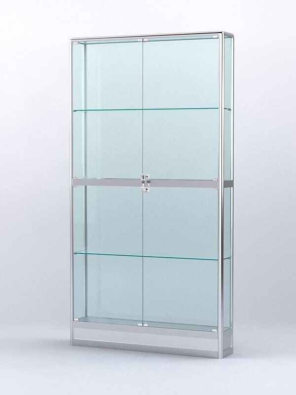 Витрина "алпро" №4-200-2 (задняя стенка - стекло), Серебрянный 100 x 20 x 200 см