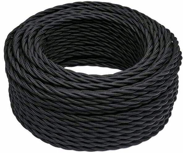фото Ретро-провод 2х1,5 черный матовый (10м) Bironi