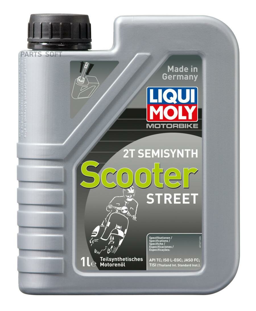 LiquiMoly Motorrad Scooter 2T Semisynth (1L)_масло мот п/cин!для скут\ API-TC,JASO FC,ISO L-EGC,TISI LIQUI MOLY / арт. 1621 - (1 шт)