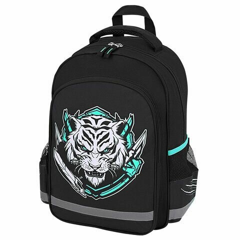 фото Рюкзак пифагор SCHOOL, 1 отделение, 3 кармана, "White tiger", 38x28х14 см, 272081