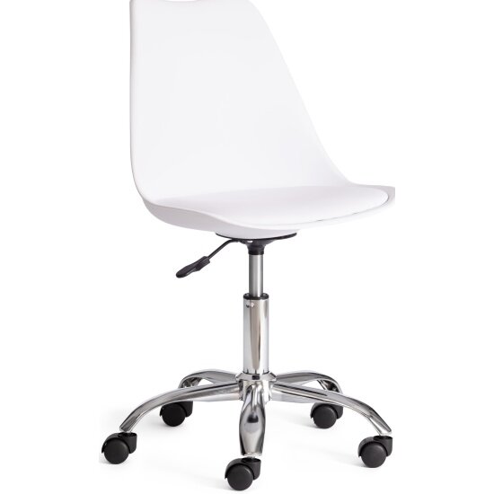 Кресло офисное Tetchair TULIP (mod.106-1) / 1 шт. в упаковке металл/пластик/PU, 58 x 47 x 97см, White (белый) / Chrome (хром)