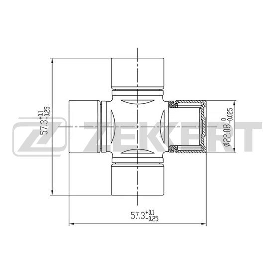 Карданный шарнир с крестовиной ZEKKERT KG-1003 (1 шт.)