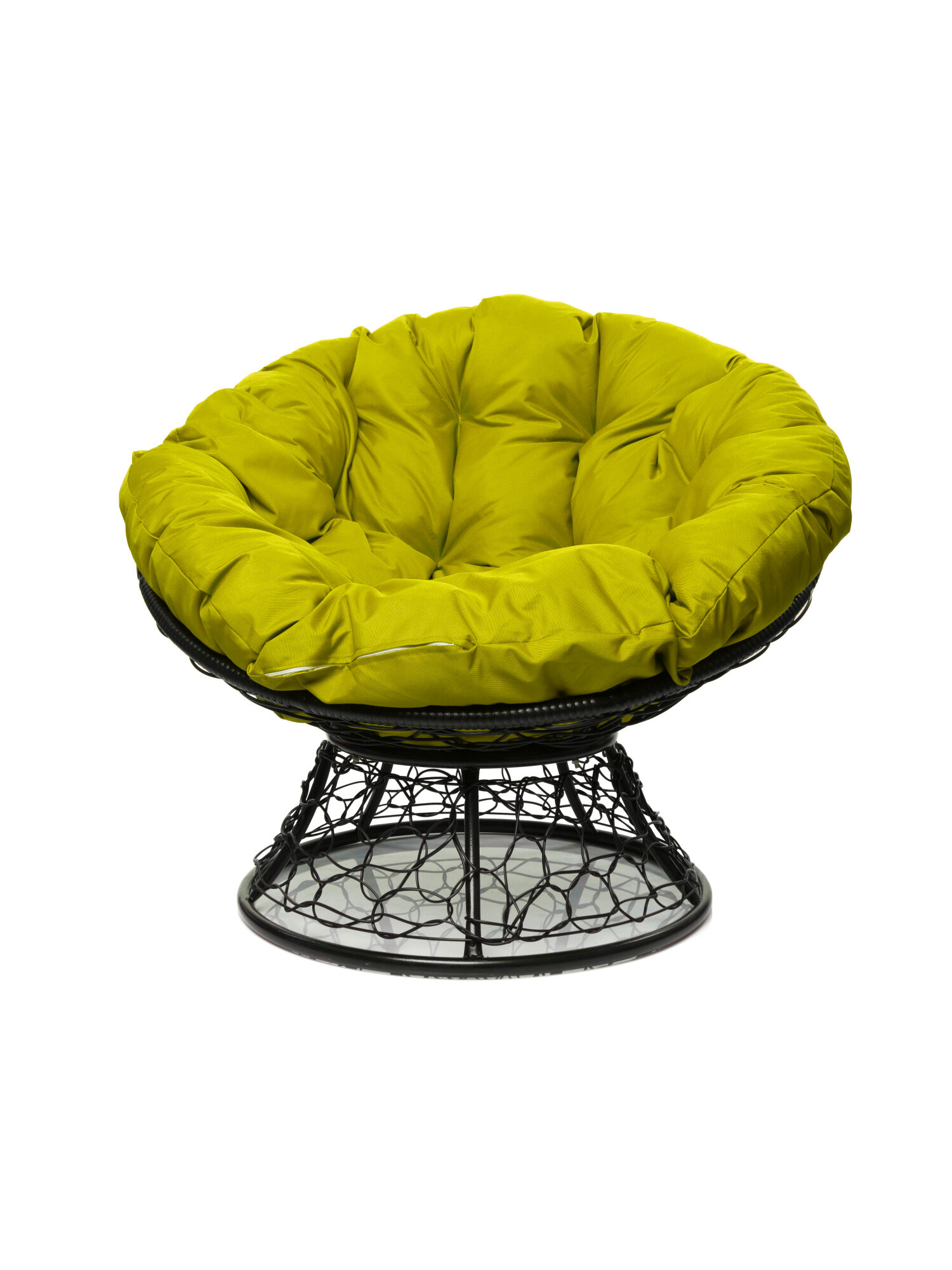 Кресло M-group папасан с ротангом чёрное жёлтая подушка