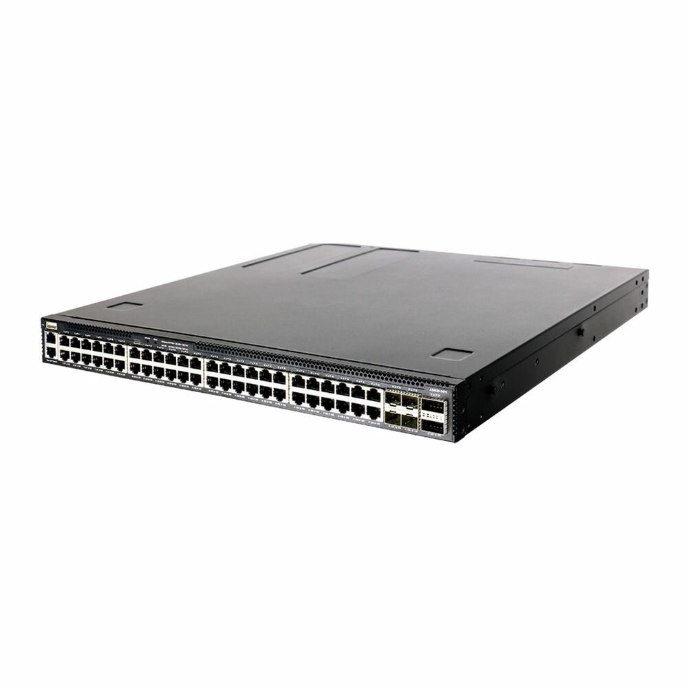 Edge-corE Коммутатор Edge-corE 4630-54PE-O-AC-F Edge-corE AS4630-54PE, 48-Port GE RJ45 port PoE++, 4x25G SFP+, 2 port 100G QSFP28 for stacking, Broadcom Trident 3, Dual-core Intel Denverton CPU, dual AC 1200W PSUs and 2 + 1 Fan Modules with port-to-power 