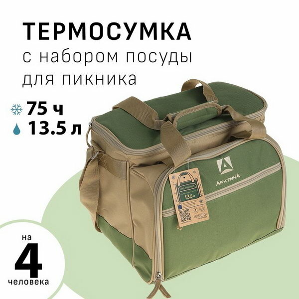 Термосумка с набором для пикника на 4 человека 13.5 л 31 x 34 x 24 см