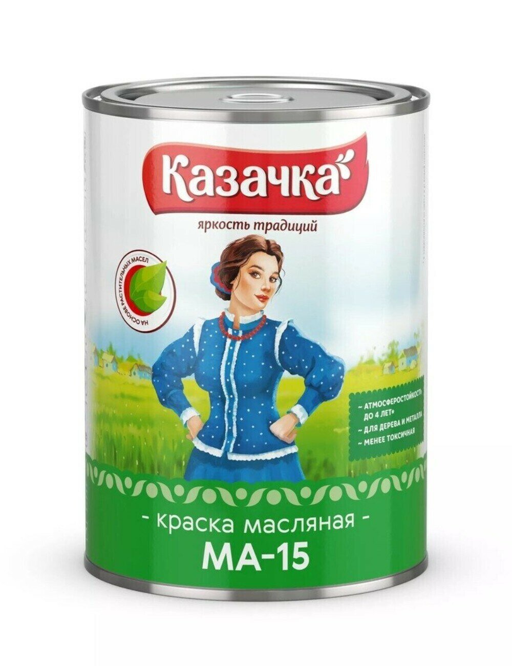 Краска Казачка МА-15, ярко-зеленая, 0,9 кг