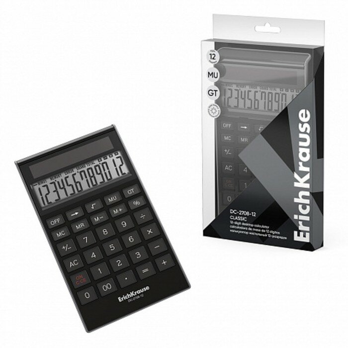 Калькулятор настольный 12-разрядов ErichKrause DC-2708-12 Classic черный
