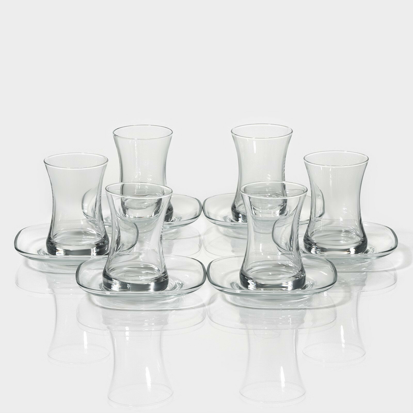 Набор стеклянный чайный «Дзен», 12 предметов: стаканы 155 мл (6 шт), блюдца d=14 см (6 шт)