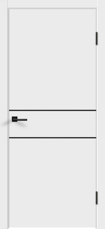 Полотно эмаль FLAT H2 глухое без притвора Белый 900х2000 LR б/врезки замка и петель кромка с 4х ст молдинг цвет черный