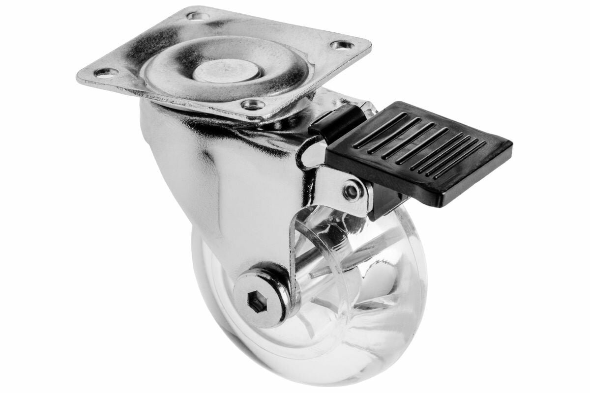 фото GTV Колесо поворотное D-50мм прозрачное со стопором Brazylia, нагрузка 40кг KM-RD-50-CF