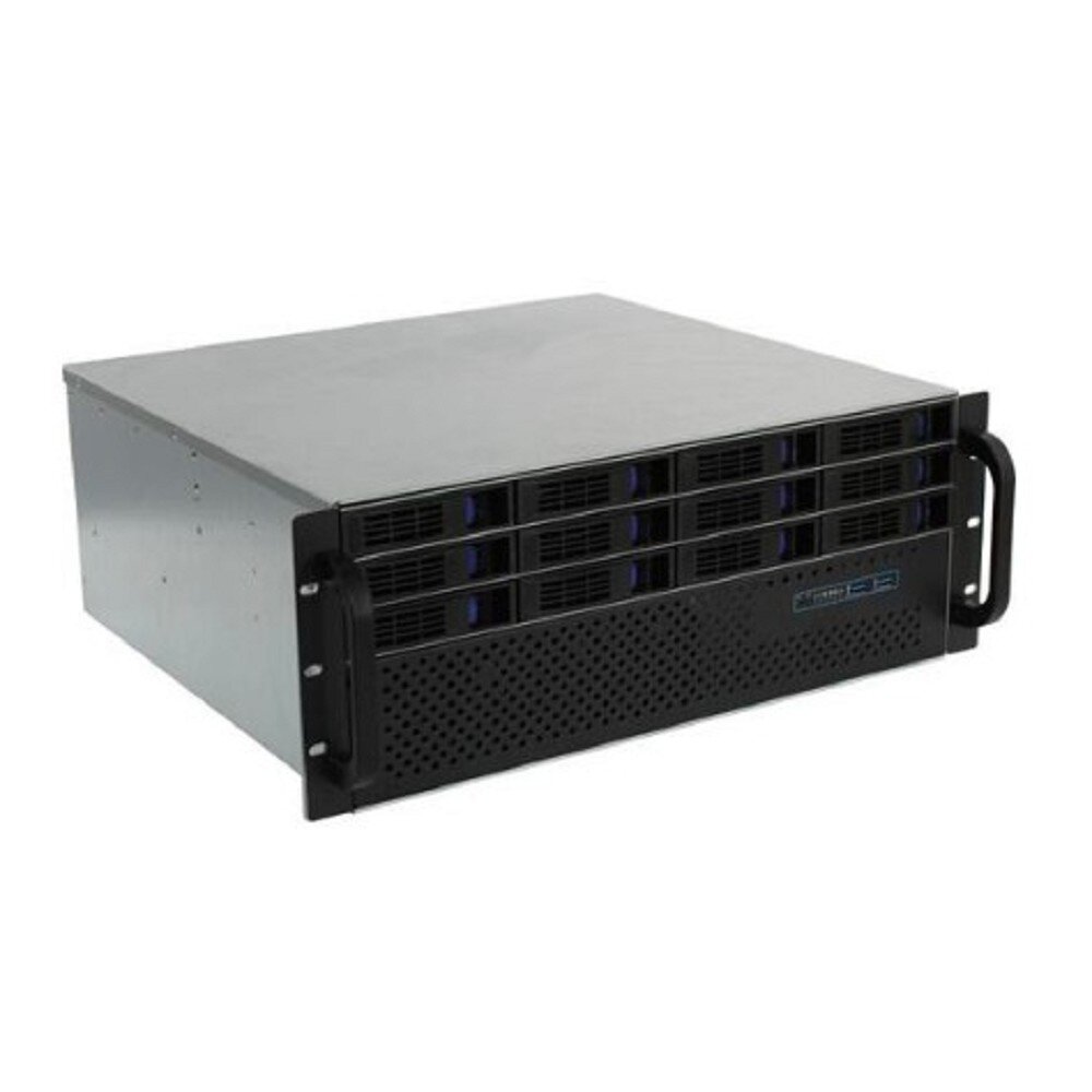 Procase Корпус Procase ES412XS-SATA3-B-0 Корпус 4U Rack server case (12 SATA3/SAS 12Gb hotswap HDD) черный без блока питания глубина 400мм MB 12"x13"