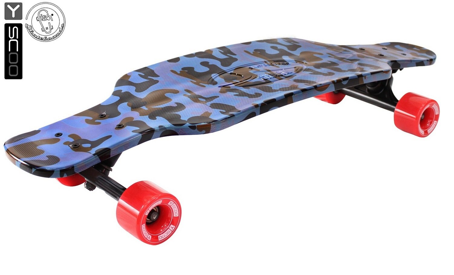 Скейтборд Y-SCOO Longboard Shark TIR 31 пластик 79 с сумкой Blue Army BLUE/red