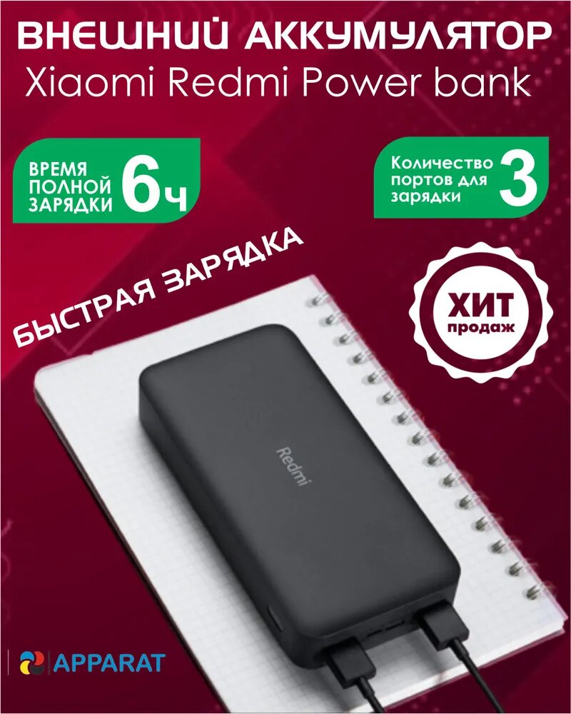 Power bank внешний аккумулятор Xiaomi Redmi 18W 20.000mAh Black