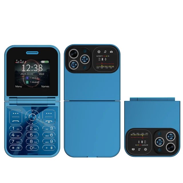 Кнопочный телефон раскладушка F15 Mini 2 sim синий
