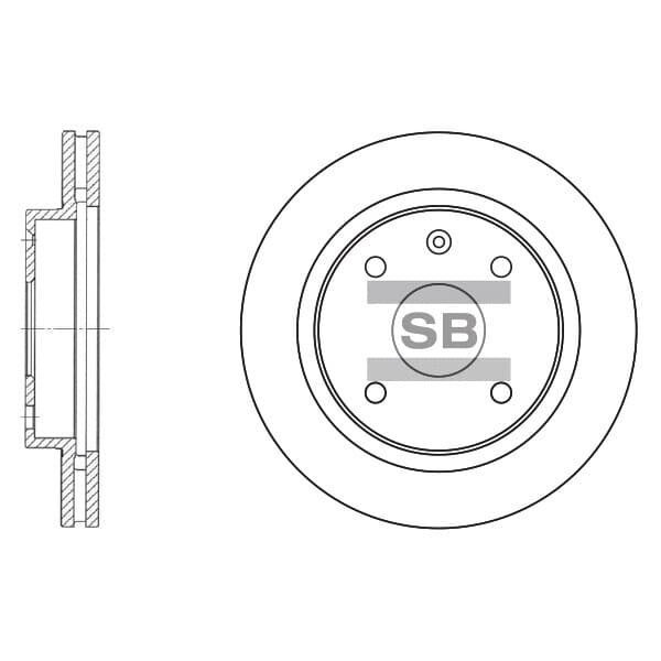 Диск тормозной передний для Дэу Джентра 2013-2015 год выпуска (Daewoo Gentra) HI-Q SD3009