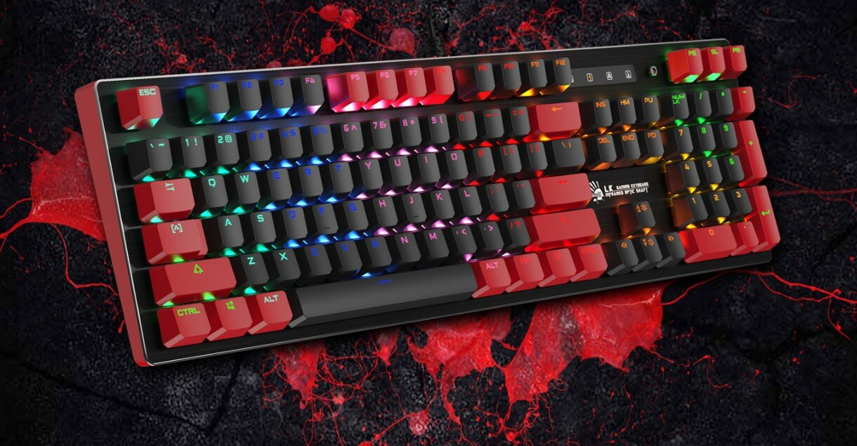 Клавиатура A4Tech Bloody B820N Light Strike, RGB, черный/красный