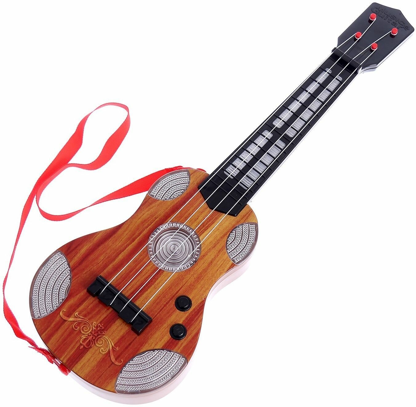 Музыкальная игрушка Гитара "Вечеринка" для детей, со световыми и звуковыми эффектами, 16 мелодий, работает от батареек, струнный инструмент для развития слухового восприятия и чувства ритма