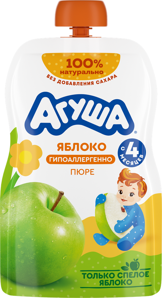 Пюре фруктовое агуша Яблоко, с 4 месяцев, 90г