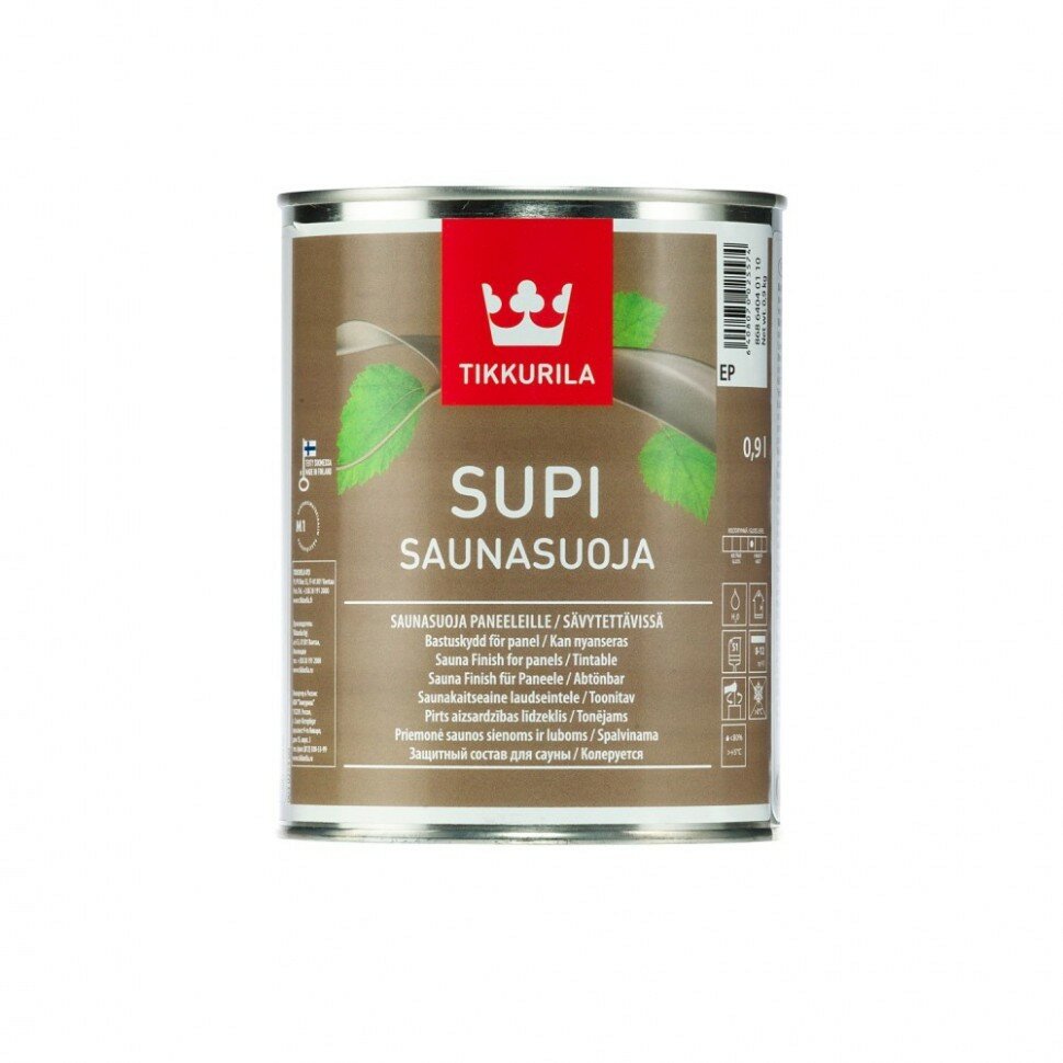 Tikkurila Supi Sauna Protect EP / Тиккурила Супи состав защитный для стен и потолков в бане и сауне 0,9л