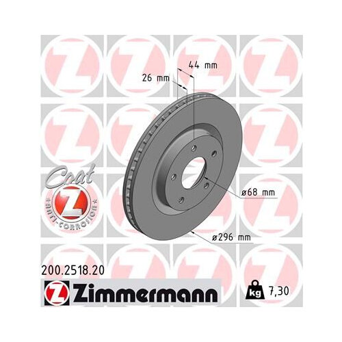 Тормозной диск, ZIMMERMANN 200.2518.20 (2 шт.)