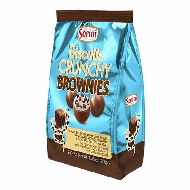 Шоколадные конфеты Sorini Biscuits Crunchy Brownies с молочным кремом 200 г