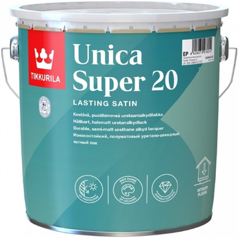 Лак Универсальный Tikkurila Unica Super 20 0.9л Износостойкий, Алкидно-Уретановый, Полуматовый / Тиккурила Уника Супер 20.