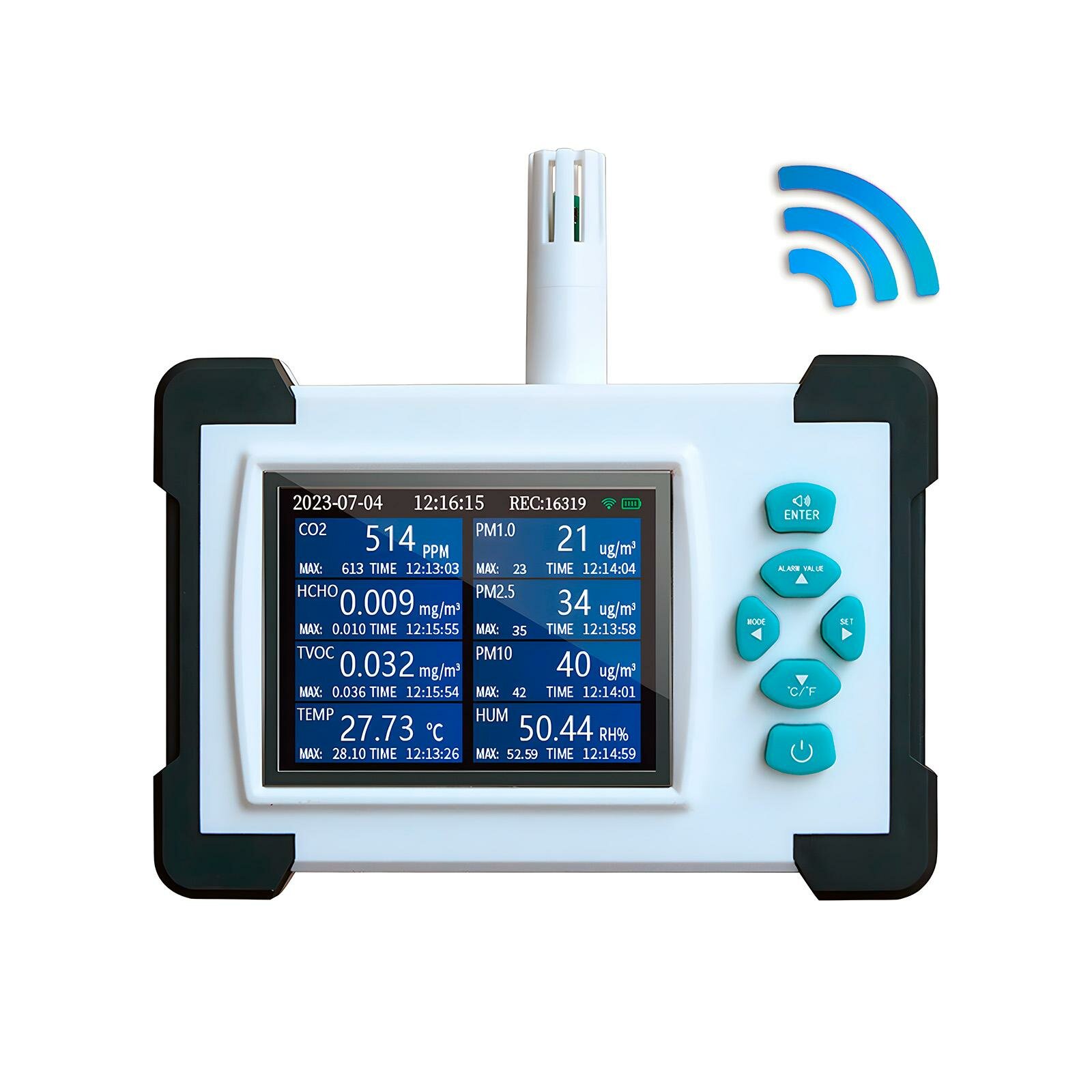 Профессиональный автономный Wi-Fi детектор-монитор качества воздуха HT-HZ 700-PRO-WiFi (EU) (W5265RU) датчик-сигнализация 8 в 1. Анализатор состава в