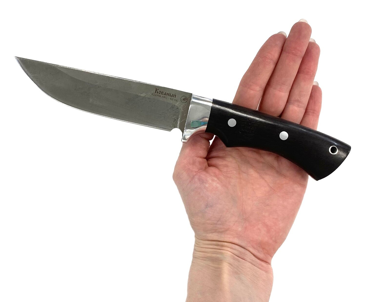 фото Нож Газель, цельнометаллический, кованая Х12МФ, черный граб