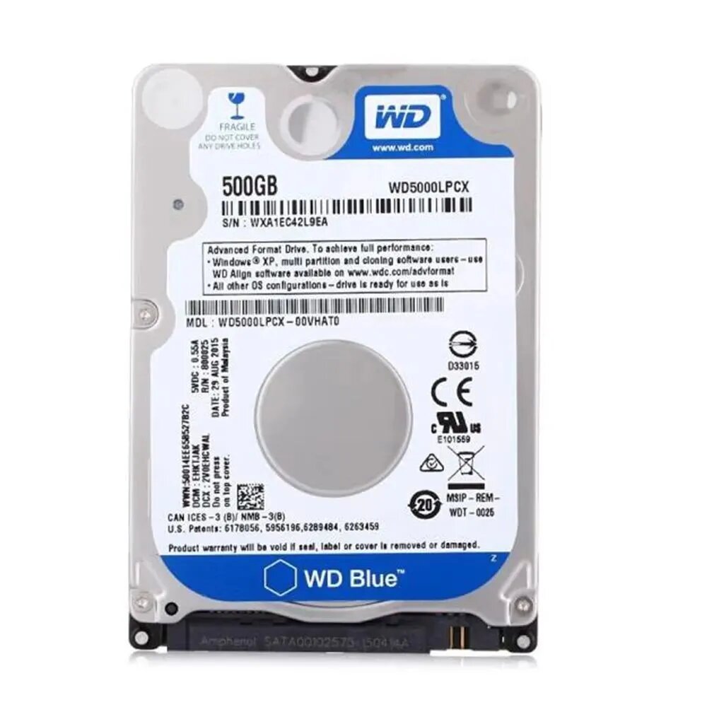 Винчестер SATA 25" 500ГБ WD Blue WD5000BEVT-35A0RT0