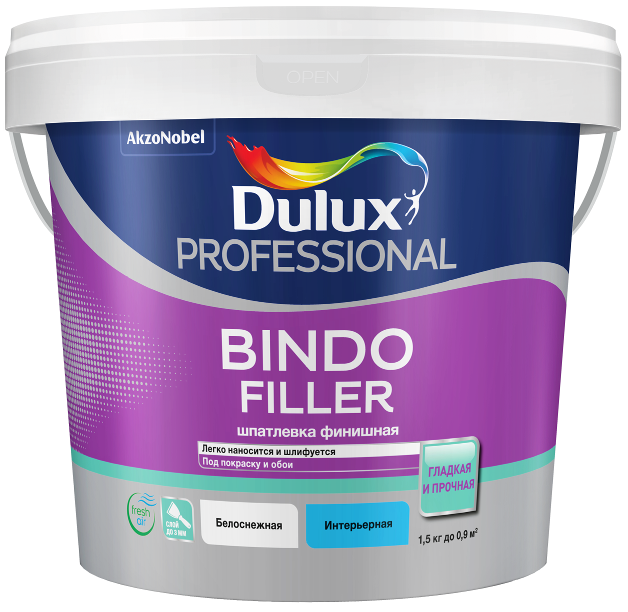 DULUX BINDO FILLER шпаклевка финишная колеруемая безусадочная под покраску и обои (15кг)