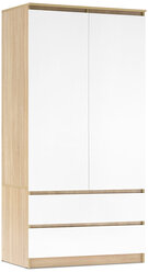 Шкаф Миф Челси 2-х дверный белый глянец / дуб сонома 90.2х51.4х179.6 см